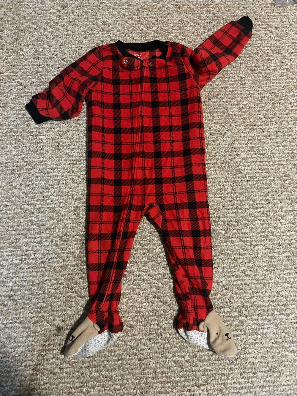 Carter's Red and Black Plaid Fleece Footed Pajamas
